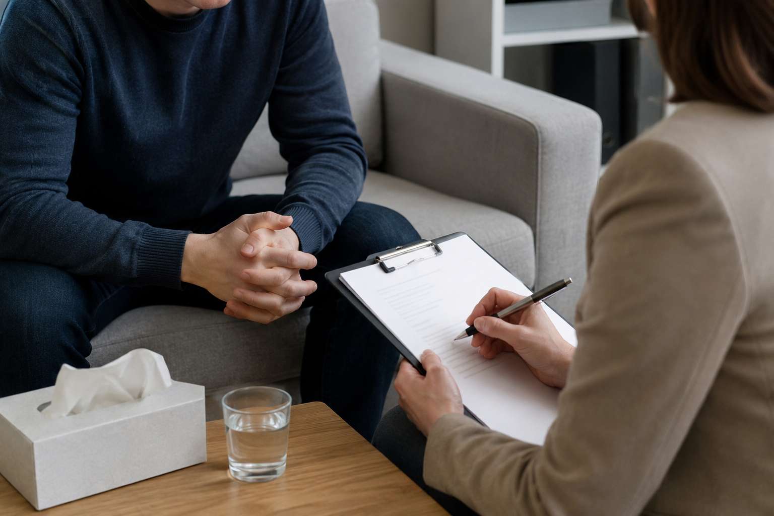 Психотерапевт проводит консультацию по особенностям лечения игромании